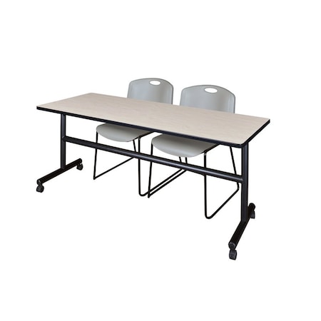 Kobe Rectangle FlipTop Table, 72" W, 29" H, Laminate Top, Maple MKFT7230PL44GY